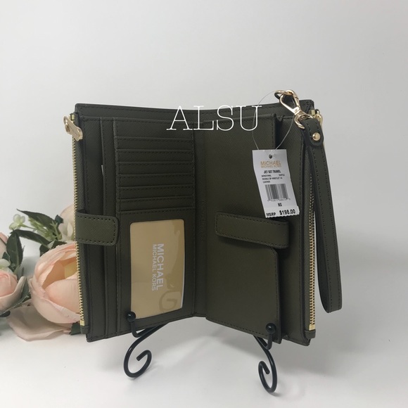 Michael Kors DoubleZip Wristlet Wallet Duffl Green - Picture 5 of 6